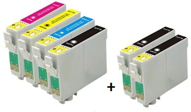 Compatible Epson T0711/T0712/T0713/T0714 Cartridges Full Set + 2 EXTRA BLACK